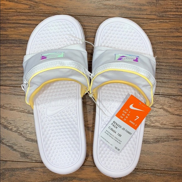nike benassi jdi fanny pack white topaz gold